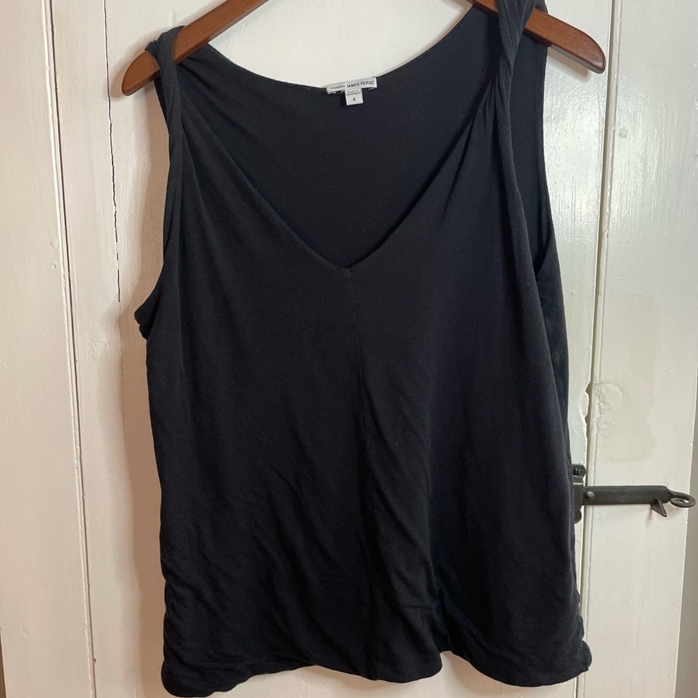 JAMES PERSE Black Twisted Strap tank Blouse Size 4 (XL)